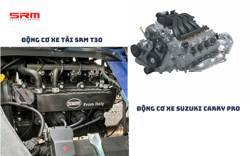 So sánh chi tiết về động cơ xe tải SRM T30 vs Suzuki Carry Pro