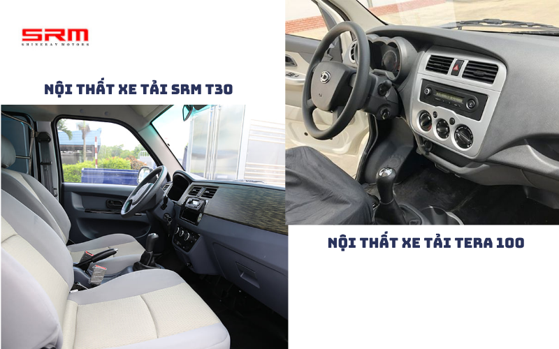 So sánh chi tiết về nội thất xe tải SRM T30 vs Tera 100