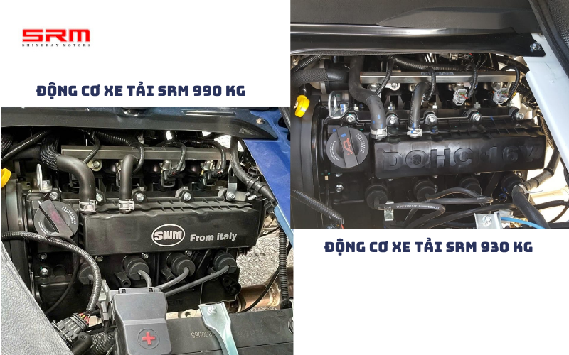 So sánh chi tiết về động cơ xe tải SRM 990kg vs SRM 930kg