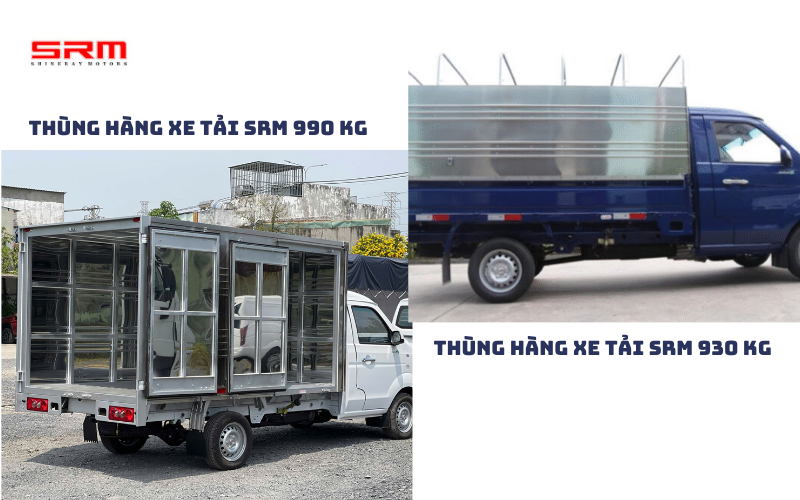 So sánh chi tiết về thùng hàng xe tải SRM 990kg vs SRM 930kg