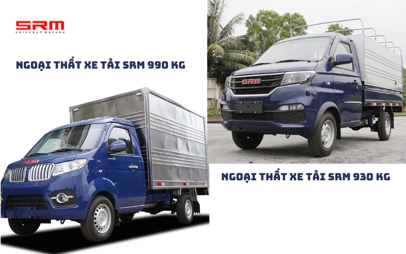 So sánh chi tiết về ngoại thất xe tải SRM 990kg vs SRM 930kg