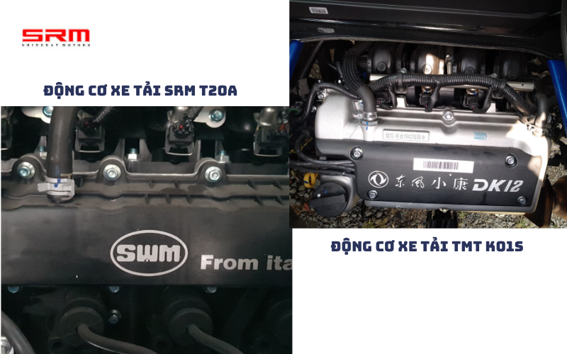 So sánh chi tiết động cơ xe tải SRM T20A vs TMT K01S