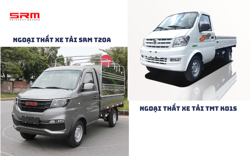 So sánh chi tiết ngoại thất xe tải SRM T20A vs TMT K01S