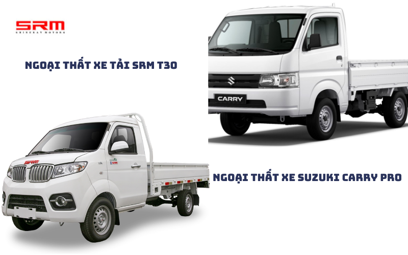 So sánh chi tiết về ngoại thất xe tải SRM T30 vs Suzuki Carry Pro